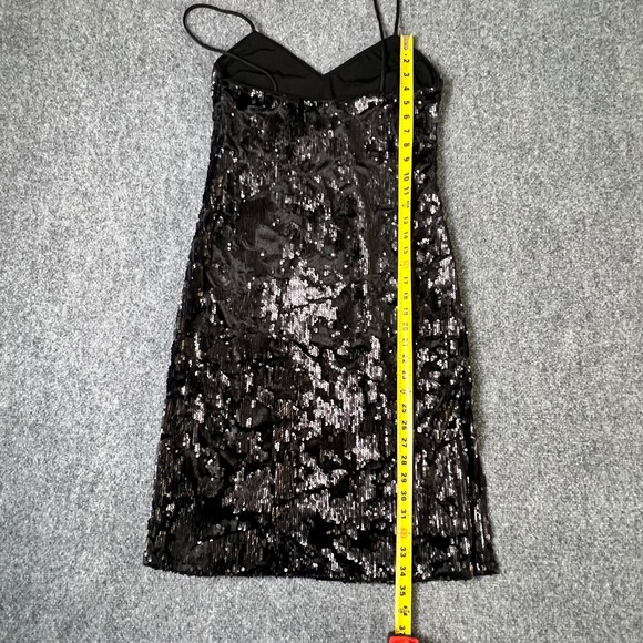 LPA Revolve Black Sequin Spaghetti Strap V-Neck Mini Dress Medium LBD Night Out - Picture 5 of 12